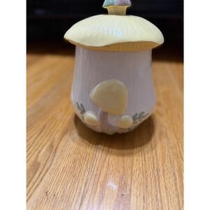 Vintage 70s Arnels Mushroom Canister Cookie Jar 9"Cottagecore Ceramic